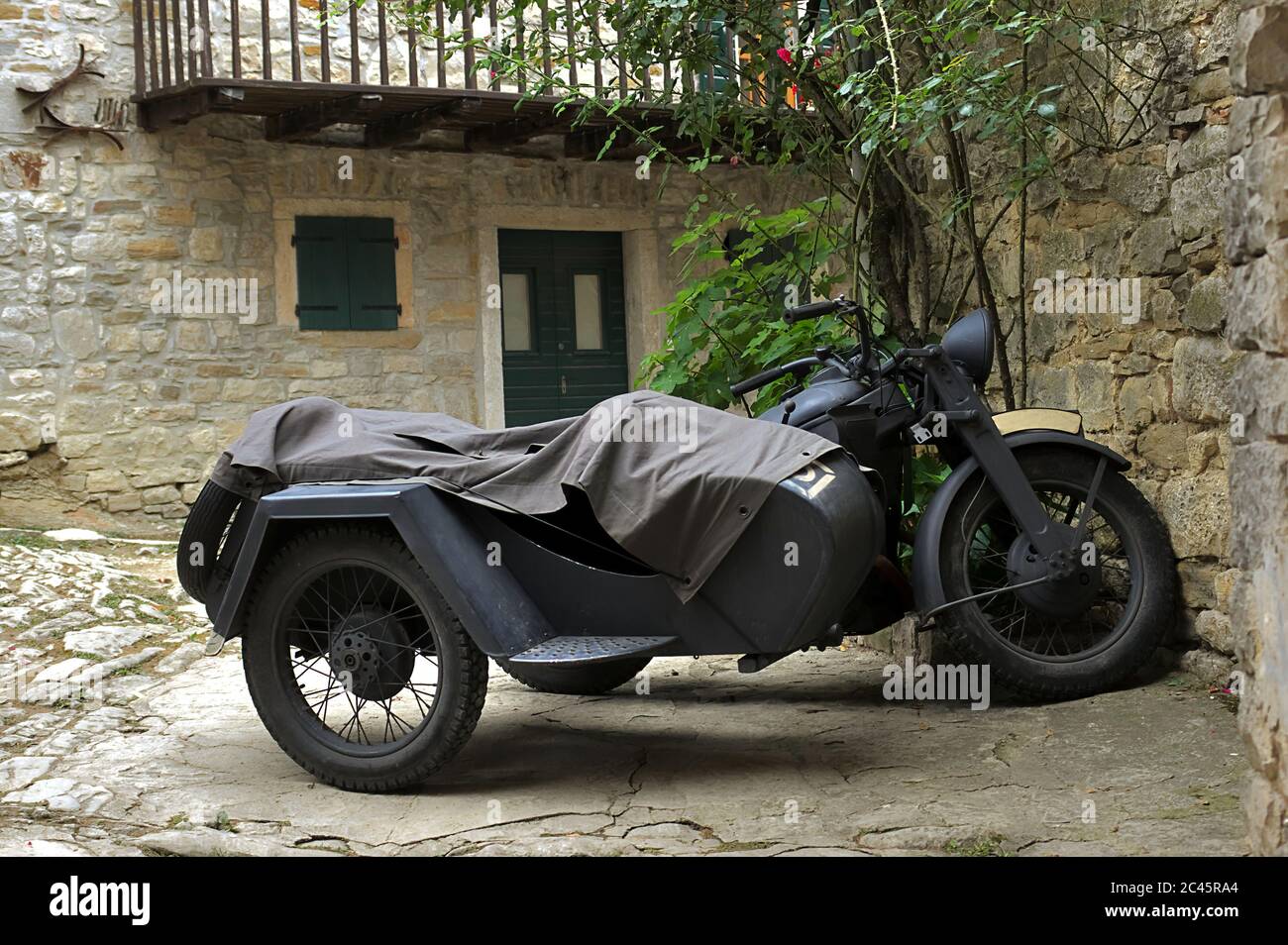 Antique motorcycle with sidecar Stock Photo Alamy