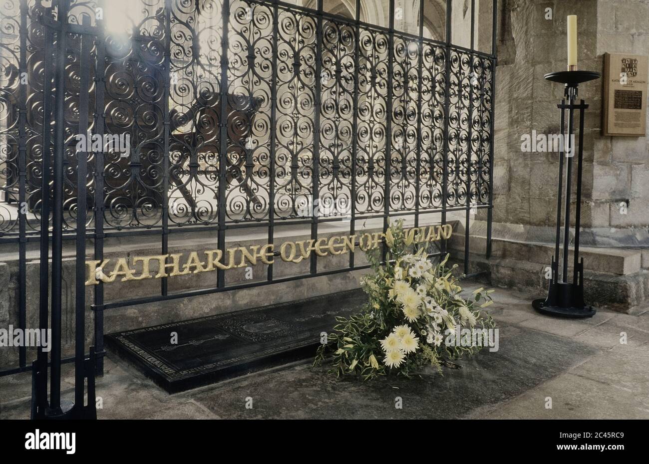 Tomb of Catherine of Aragon, first of Henry VIII’s six wives. Peterborough Cathedral, Cambridgeshire England UK Stock Photo