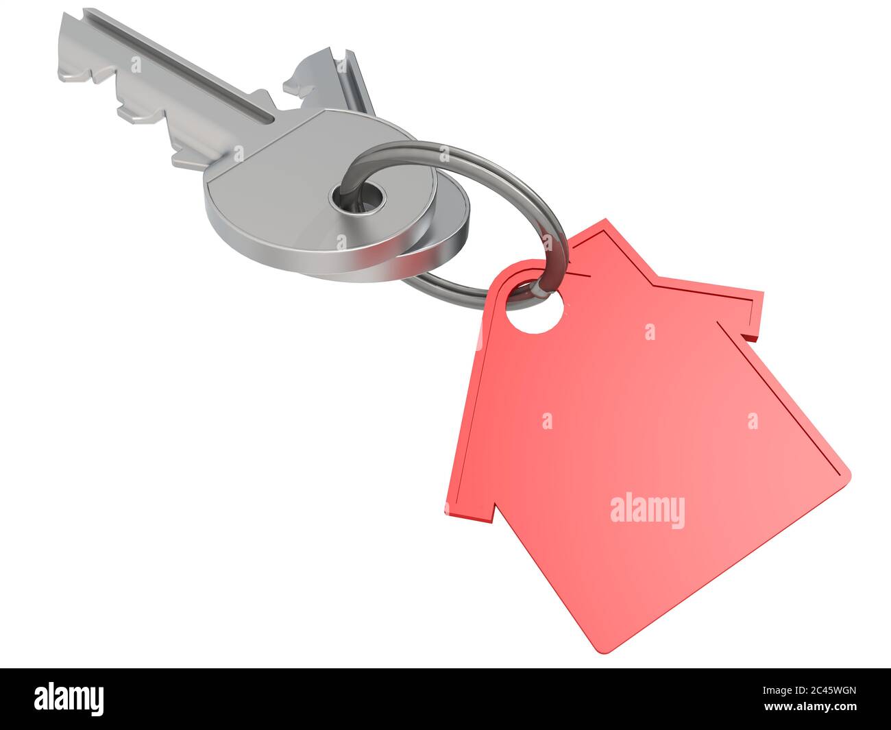 House key with red house icon, 3d rendering Stock Photo - Alamy