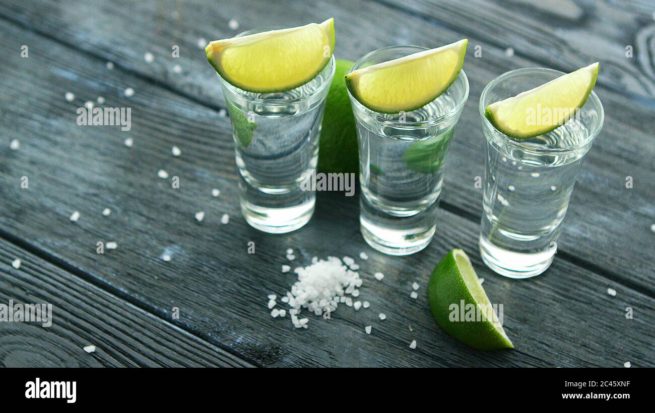 Served glass shots with tequila Stock Photo Alamy