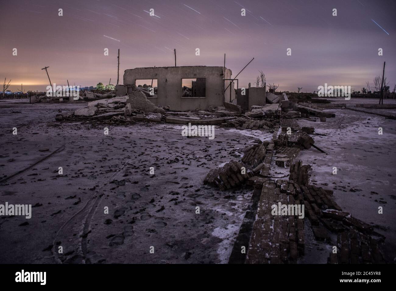 Starry night sky above the old and ruined buildings Stock Photo - Alamy