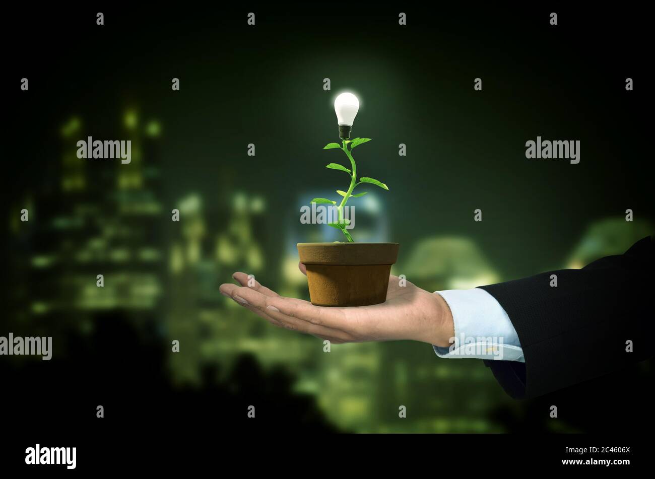 New Green renewable and Sustainable Energy Concept Stock Photo