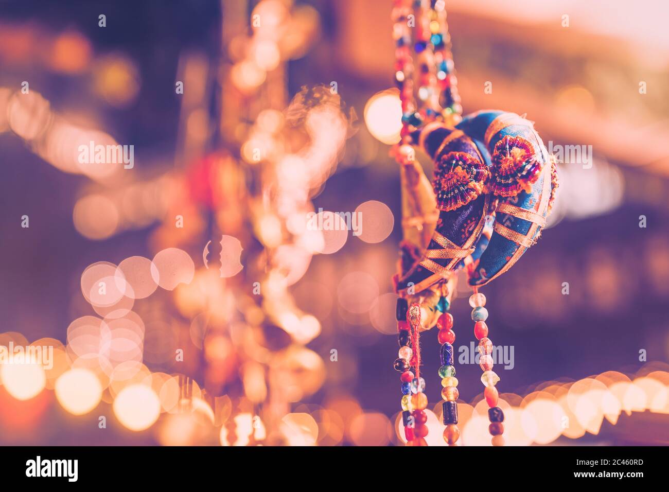 Colourful chain with a decorative moon, selective focus Stock Photo