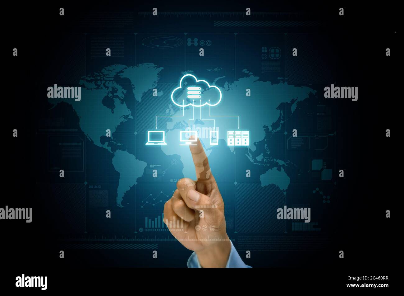 Cloud server application and hosting on internet network conceptual image Stock Photo
