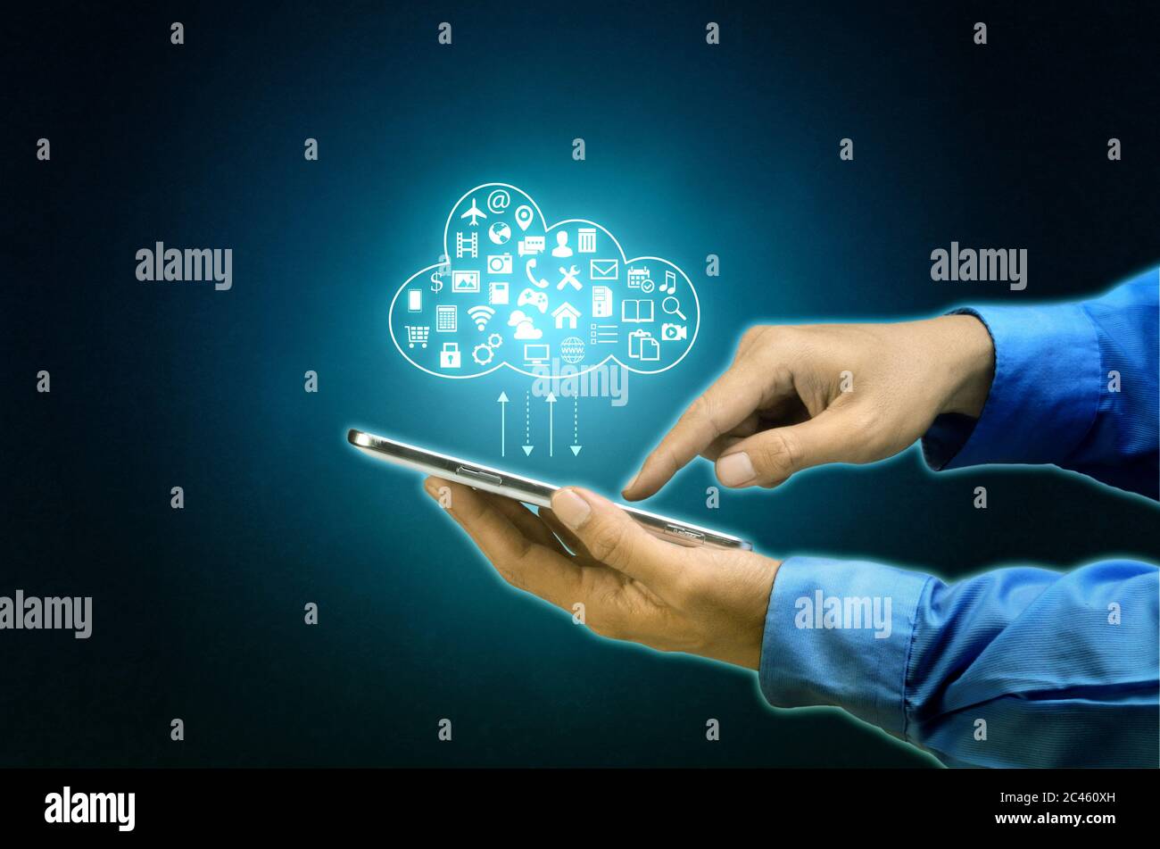 internet cloud server application and hosting on virtual network conceptual image Stock Photo