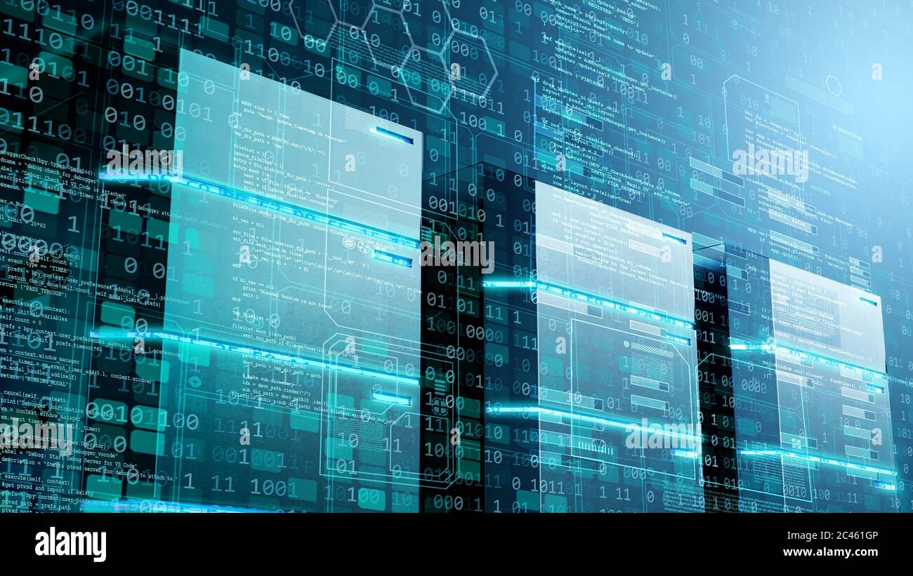 Internet Cloud Server Concept with mixed media. 3d Render and sky ...