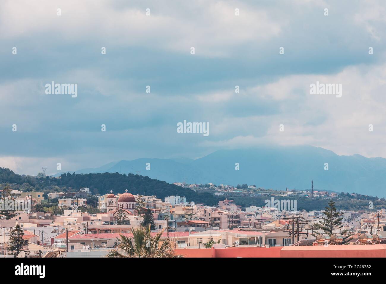 View over Cretan village of Rethymno Stock Photo