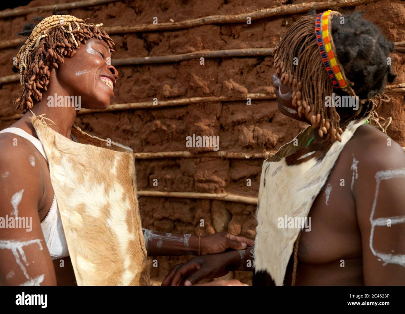 Tharaka women wearing traditional wigs, Nairobi county, Mount kenya, Kenya Stock Photo