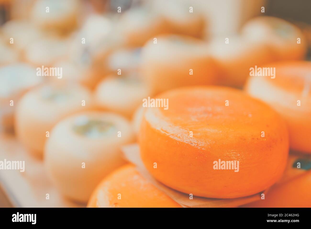 Stack of cheese in Amsterdam Stock Photo