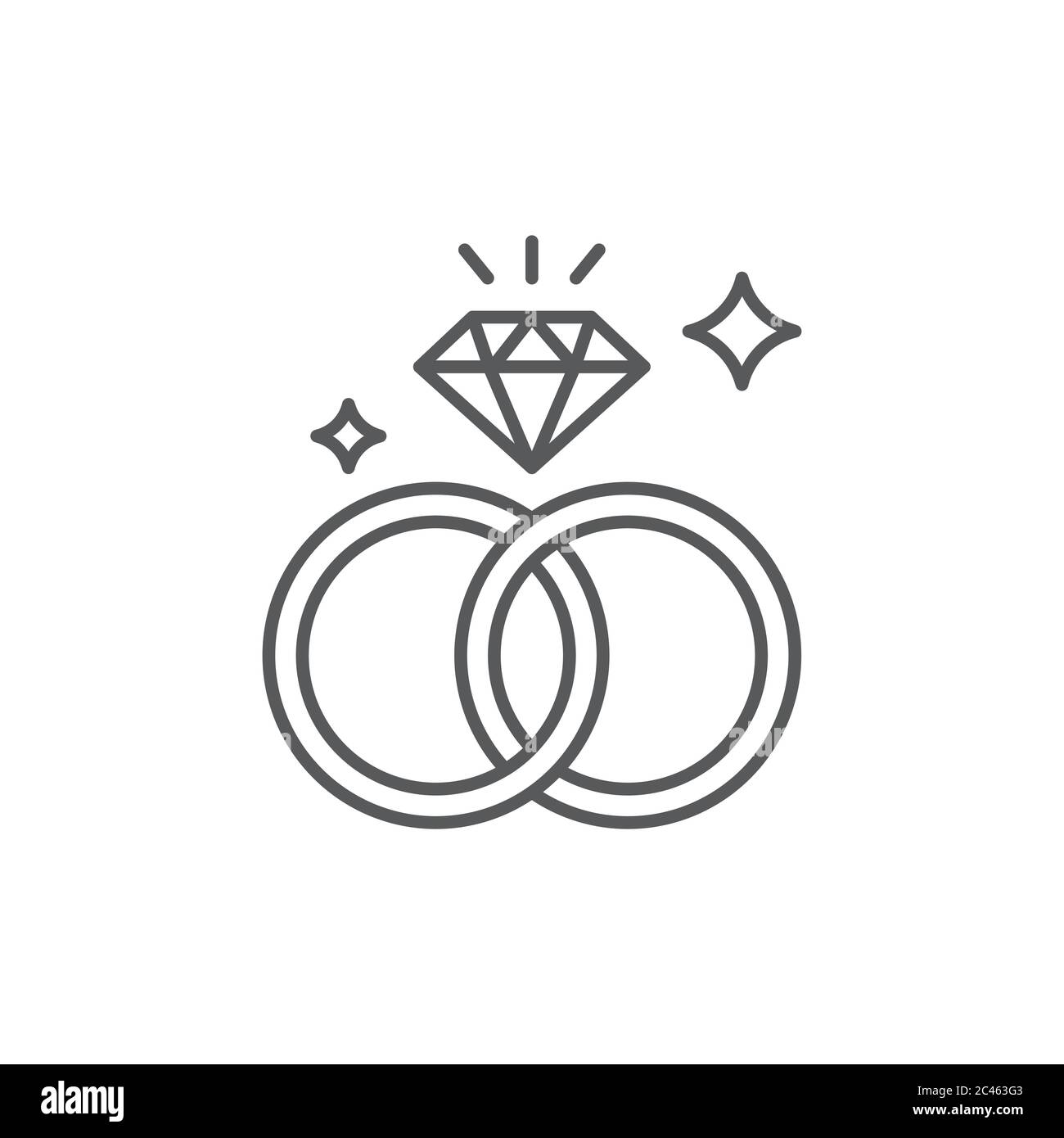 Pair of wedding rings vector icon symbol isolated on white background ...