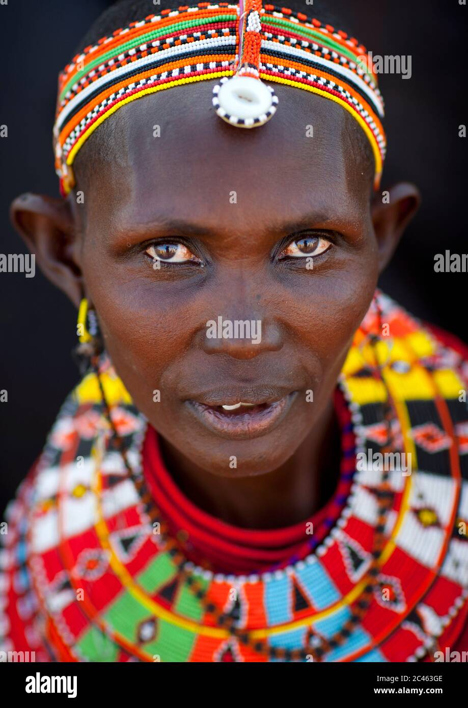 Portrait of an el molo tribeswoman, Turkana lake, Loiyangalani, Kenya Stock Photo