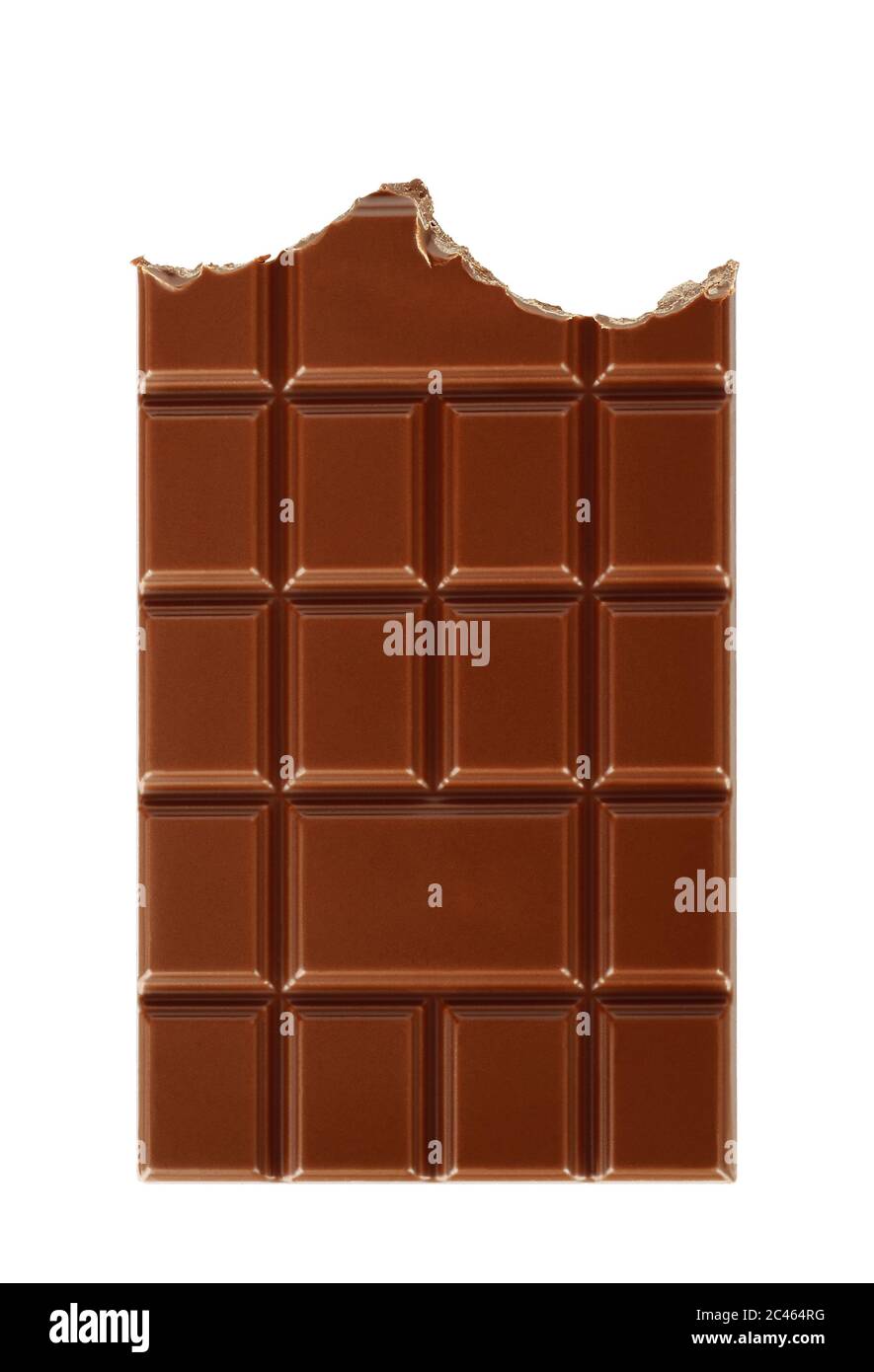 Bitten milk chocolate bar isolated on white background close-up Stock Photo