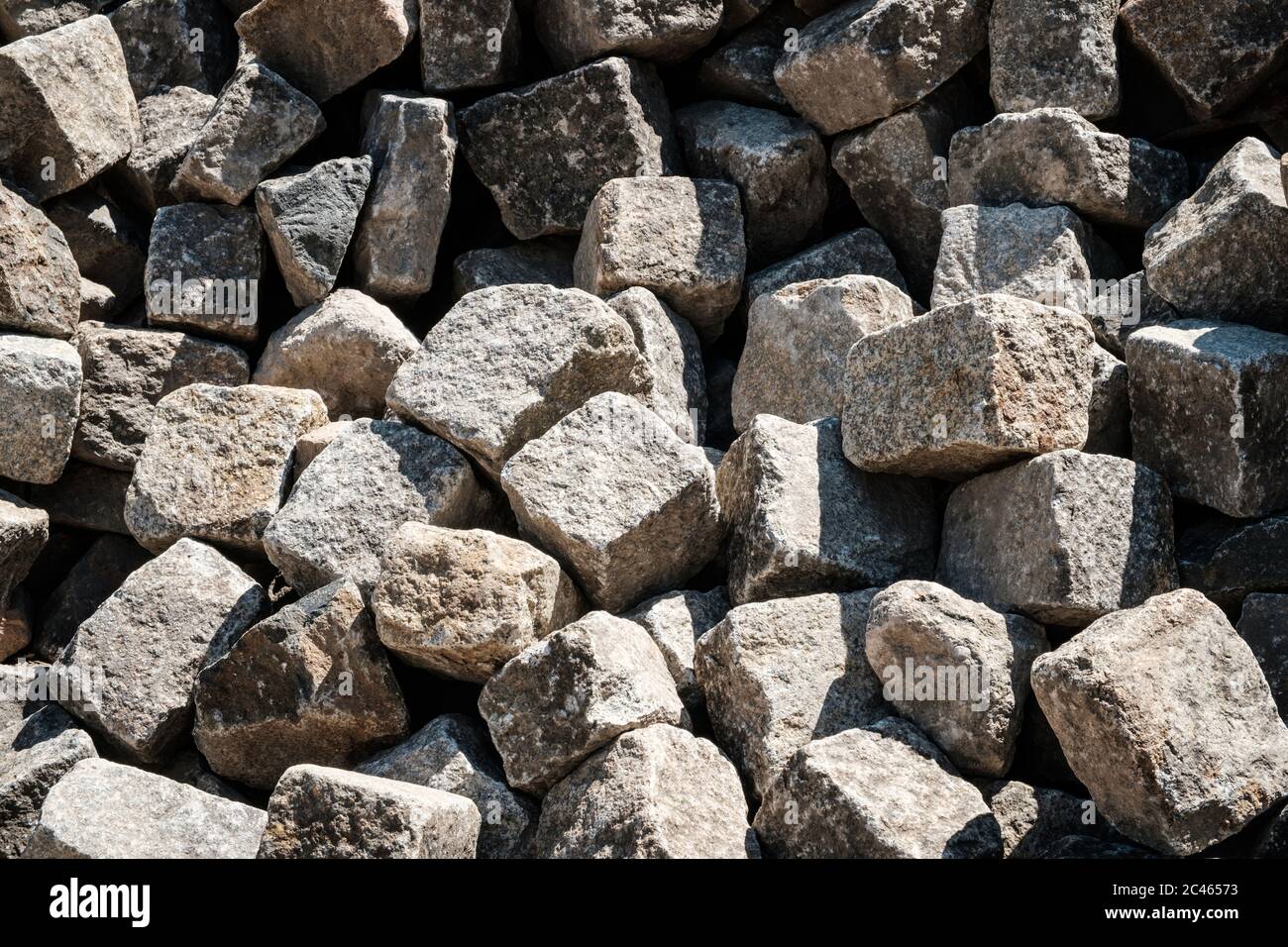 pile of cobble stones - pavement stone closeup Stock Photo