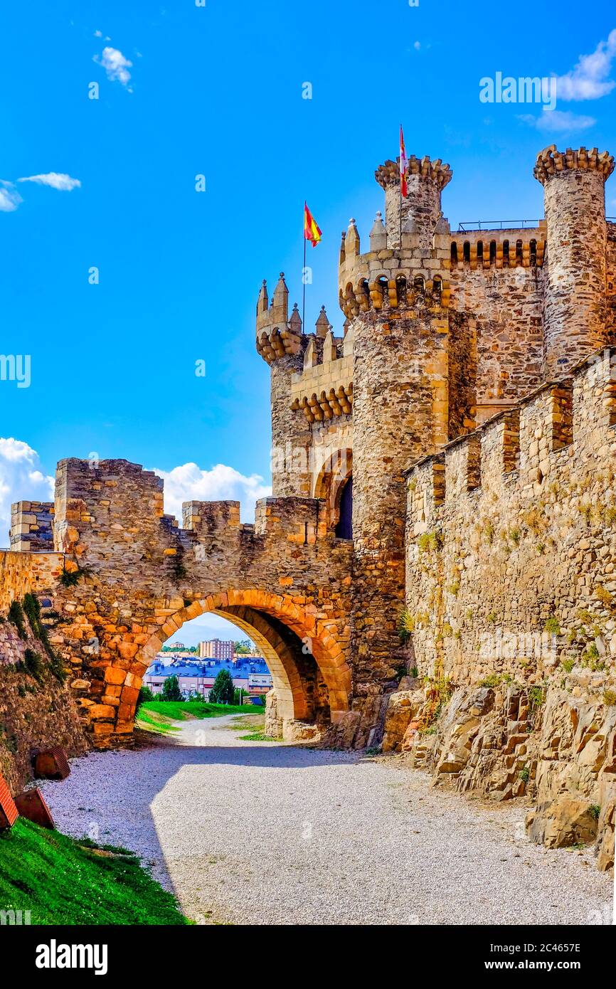 Knights templar castle, Ponferrada, Castile and León, Spain Stock Photo