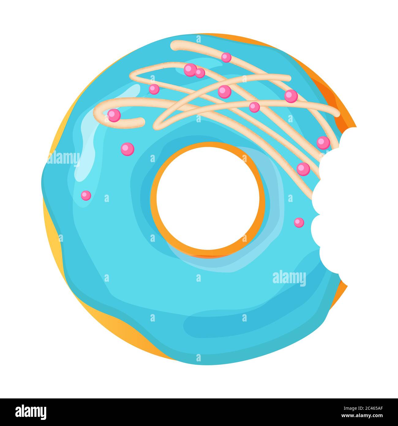 Colorful bitten donut on white background, flat vector illustration Stock Vector