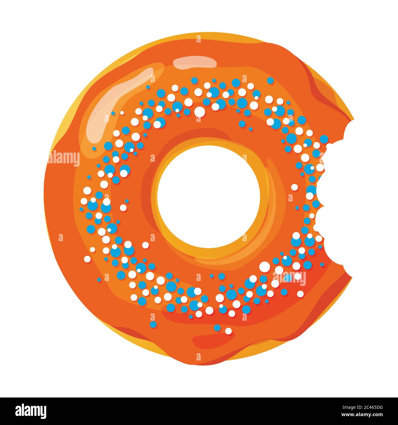 Colorful bitten donut on white background, flat vector illustration Stock Vector