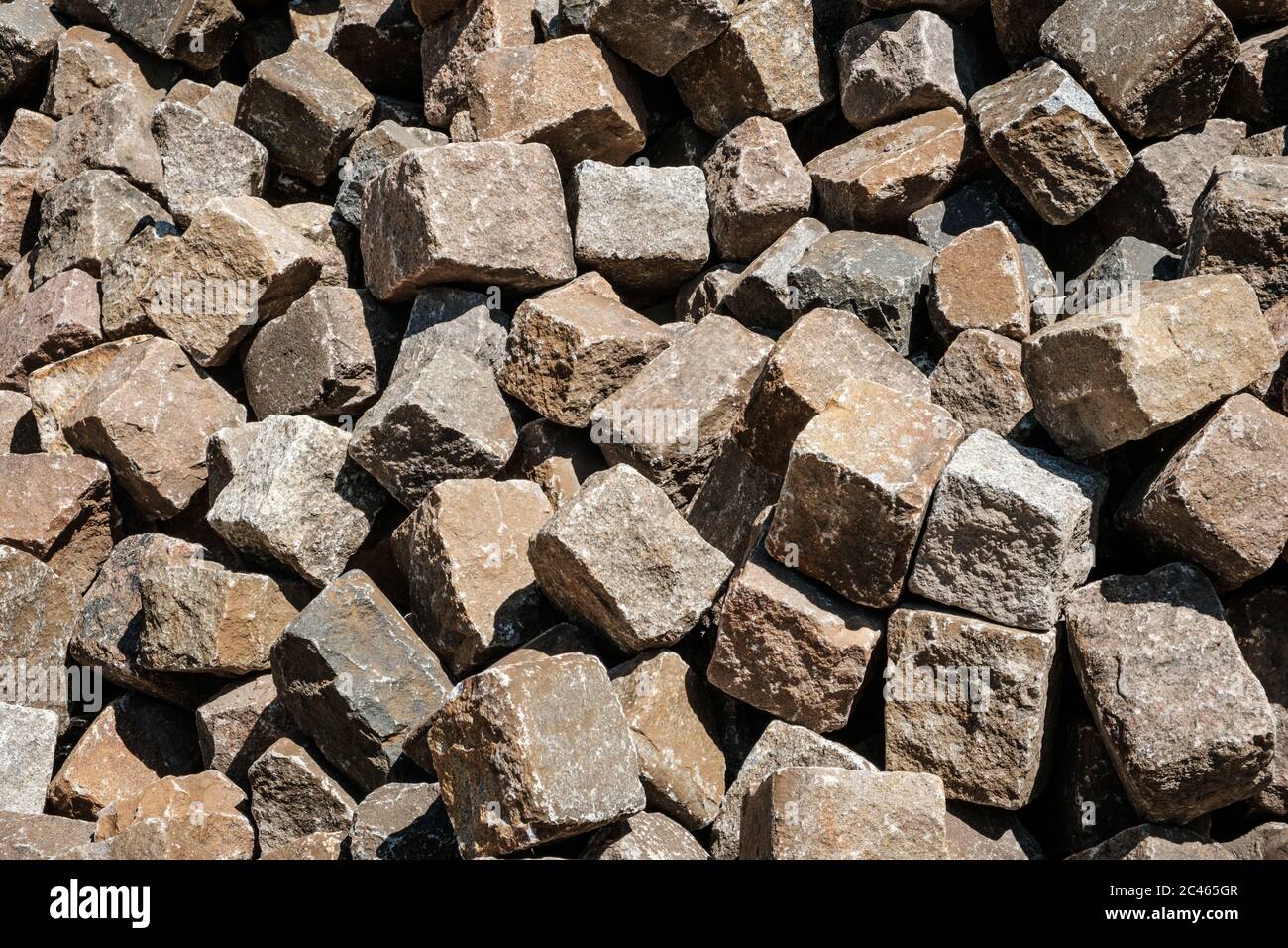 pile of cobble stones - pavement stone closeup Stock Photo