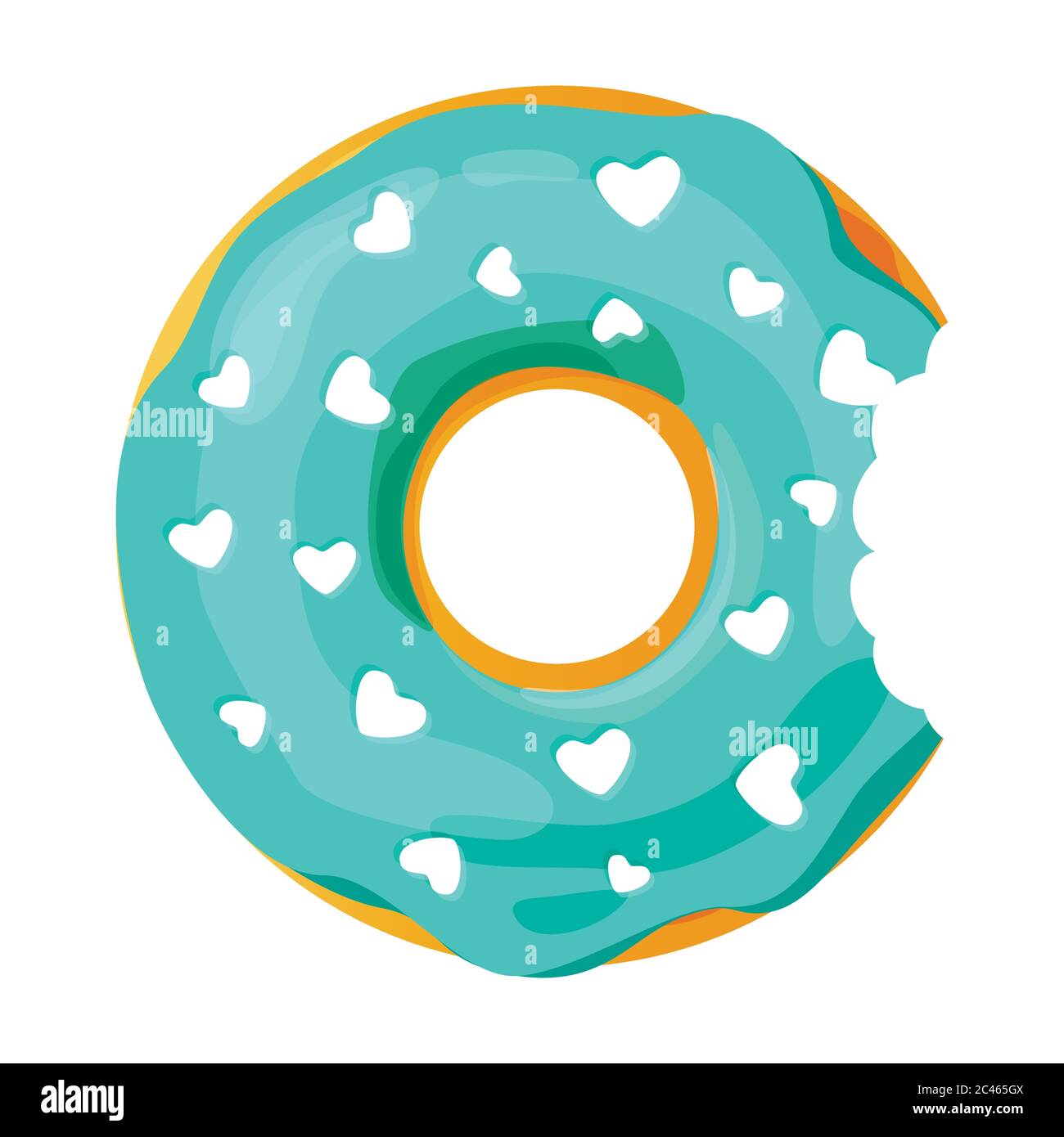 Colorful bitten donut on white background, flat vector illustration ...
