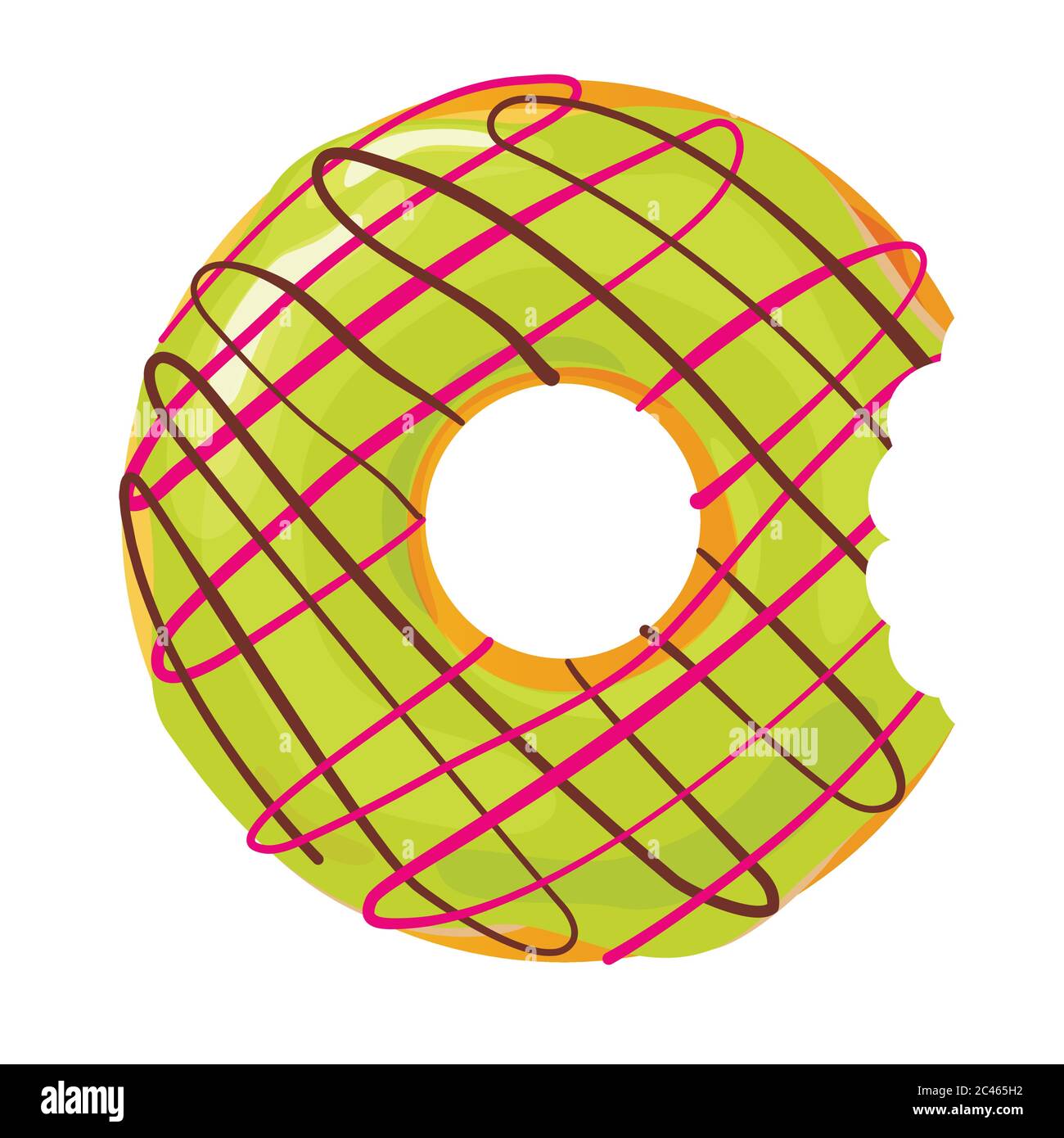 Colorful bitten donut on white background, flat vector illustration Stock Vector