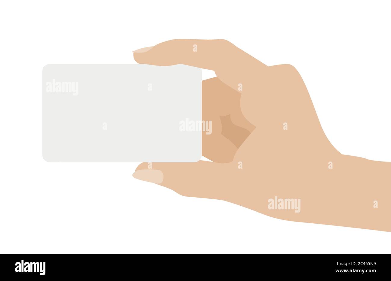 Hand holding white card, isolated on white background. Flat design vector illustration Stock Vector