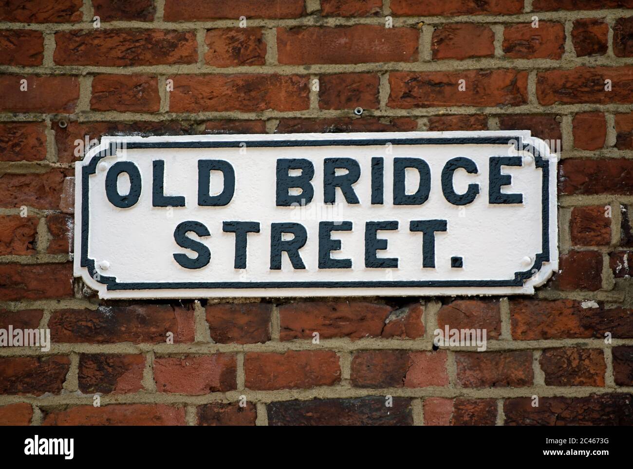 street name sign for old bridge street, hampton wick, southwest london, england Stock Photo