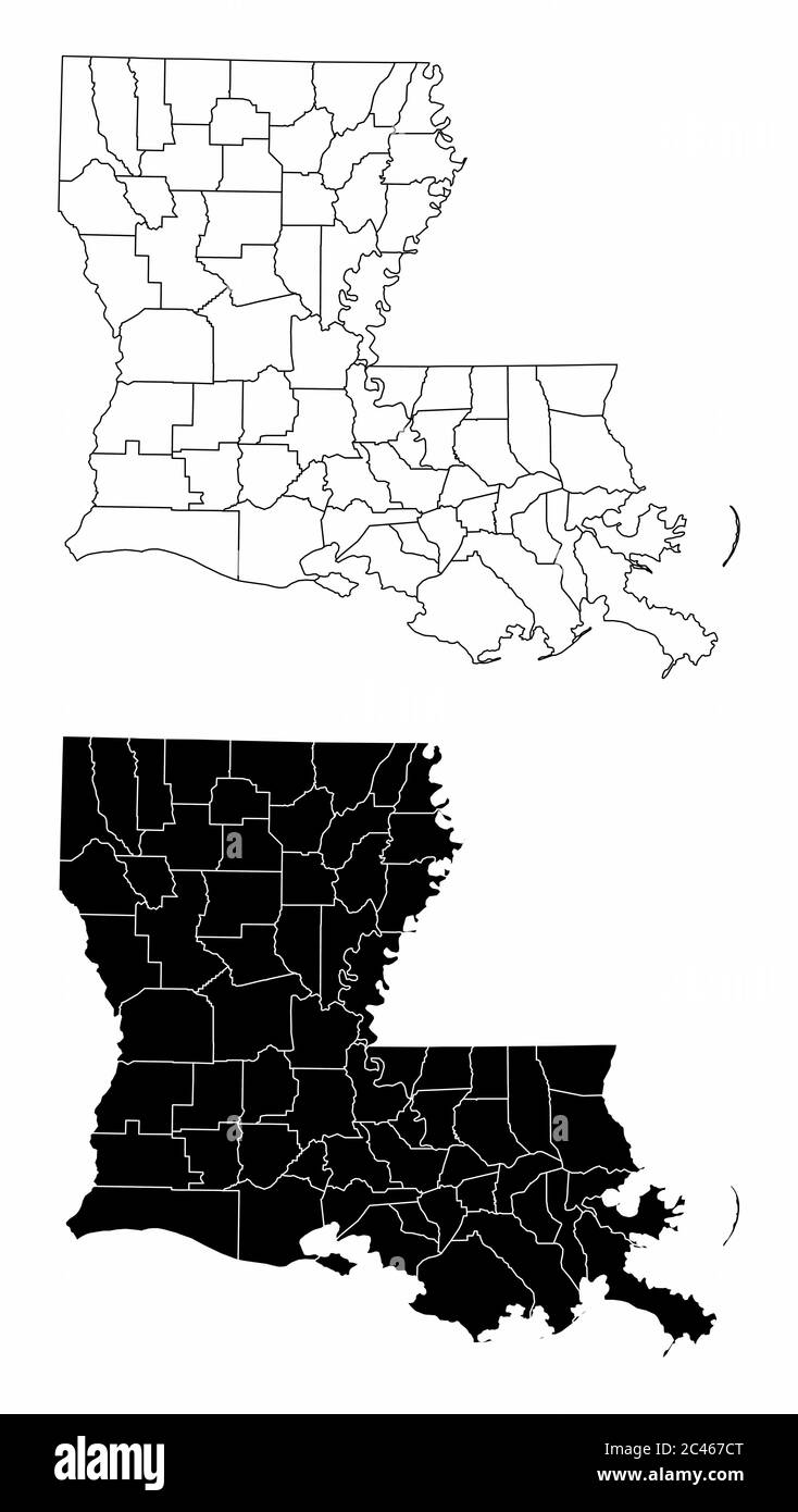 Louisiana County Maps Stock Vector