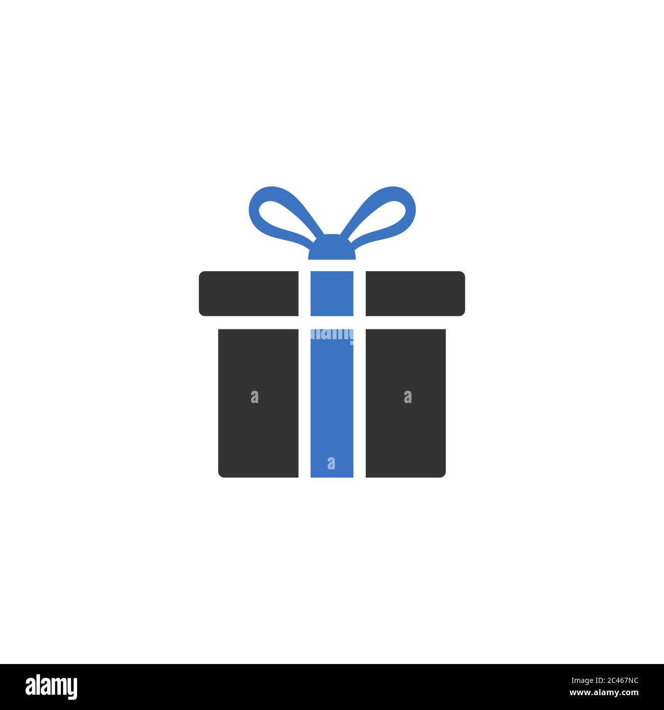 Gift box with bow glyph icon isolated on white background. Stock Vector