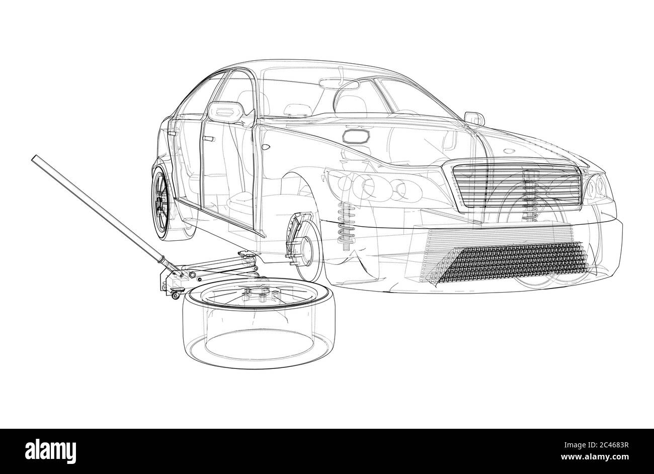 Concept Car With Floor Car Jack Vector Stock Vector Image Art Alamy