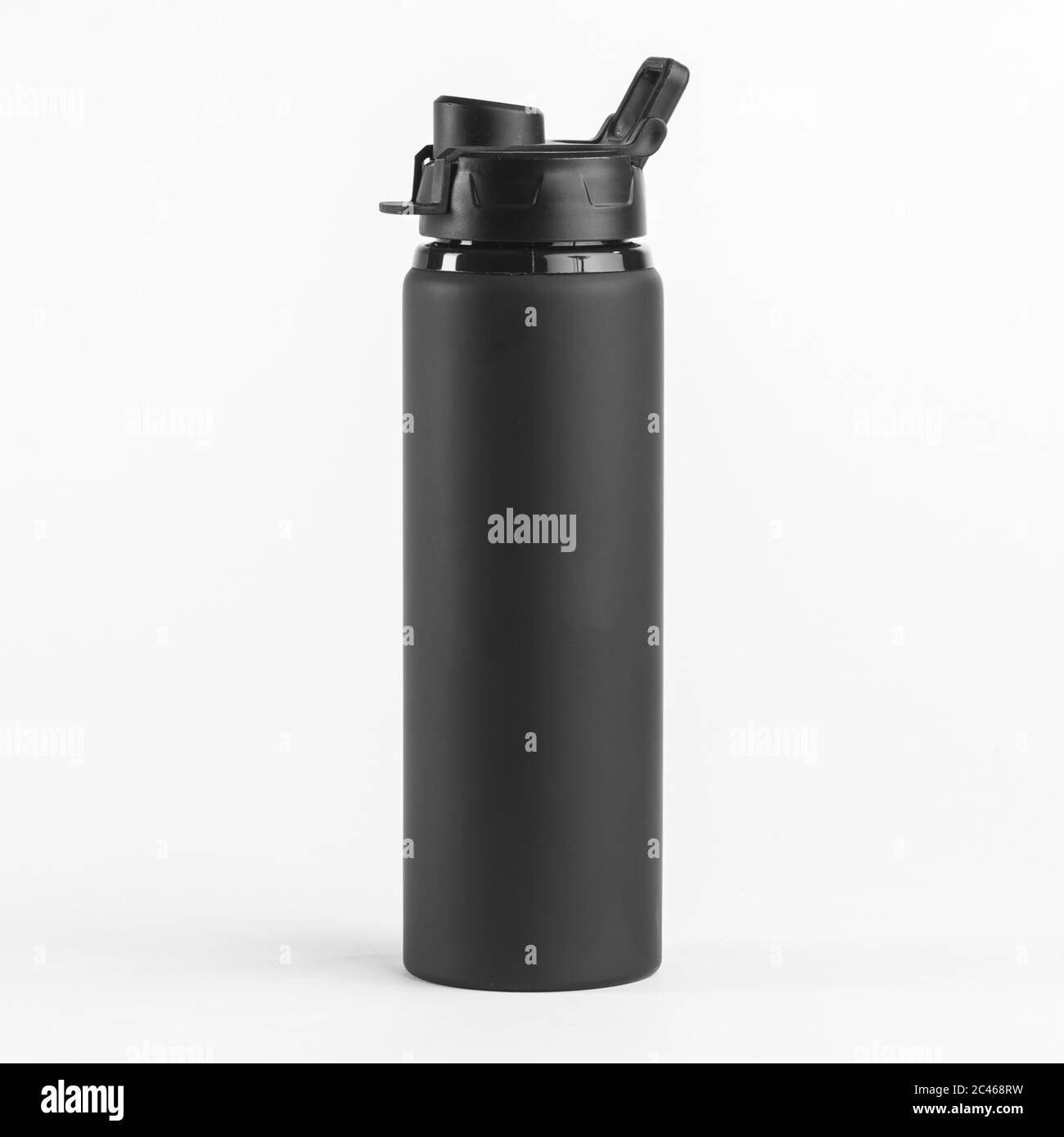 Black water bottle isolated on the white background Stock Photo