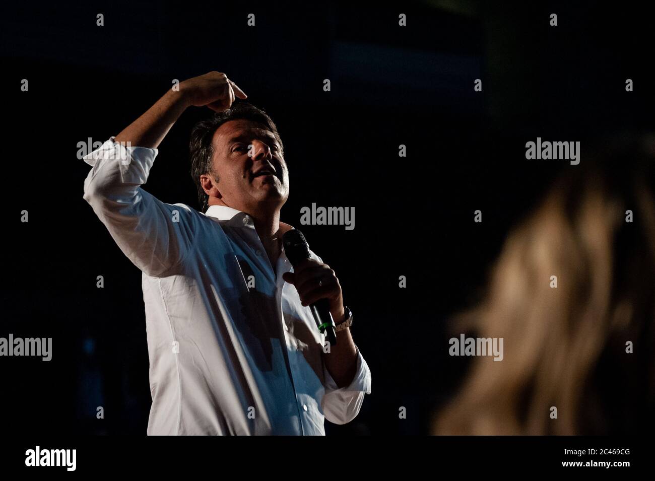 Naples, Italy. 23rd June, 2020. NAPLES, ITALY - JUNE 23 - The former Italian Premier and Senator Matteo Renzi, leader of the new center-left party ''Italy Viva'' (Italia Viva), speaks during the presentation of his new book ''The horse's move'' (La mossa del cavallo), at the City of Science in Bagnoli, Naples, on June 23, 2020. Credit: Manuel Dorati/ZUMA Wire/Alamy Live News Stock Photo