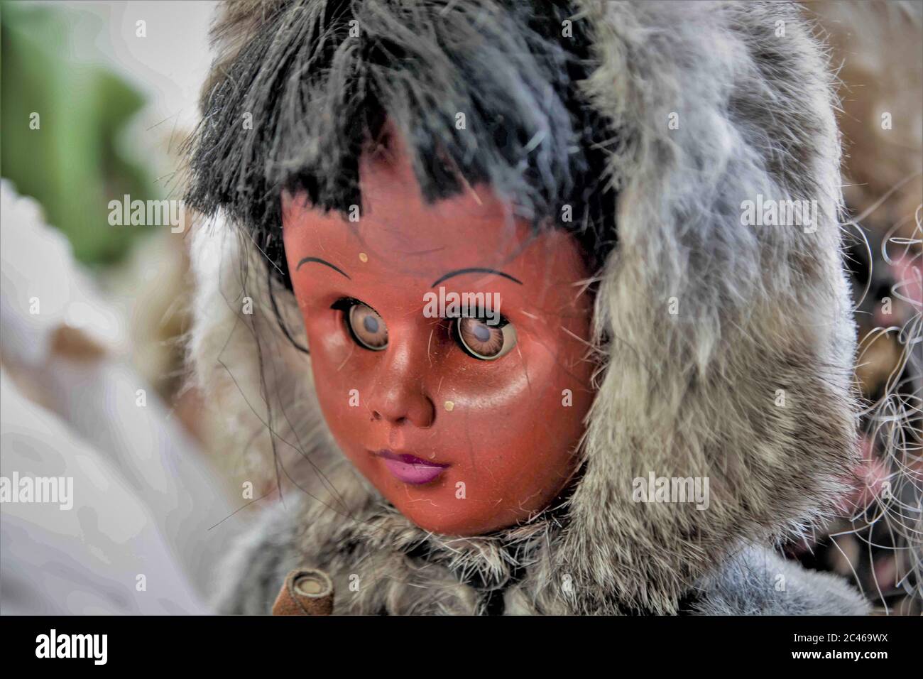 Dark skinned Hispanic or Eskimo style doll for young girls in California Stock Photo