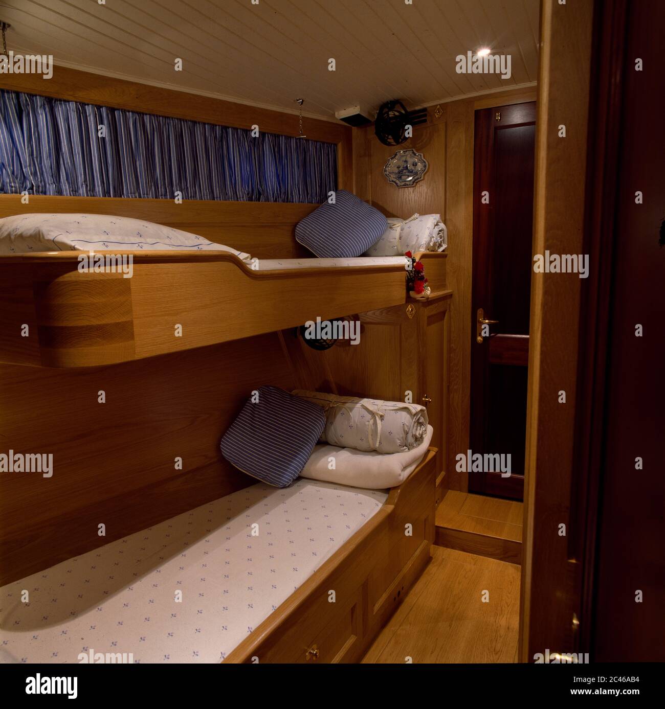 Single bunks on boat made of wood Stock Photo Alamy