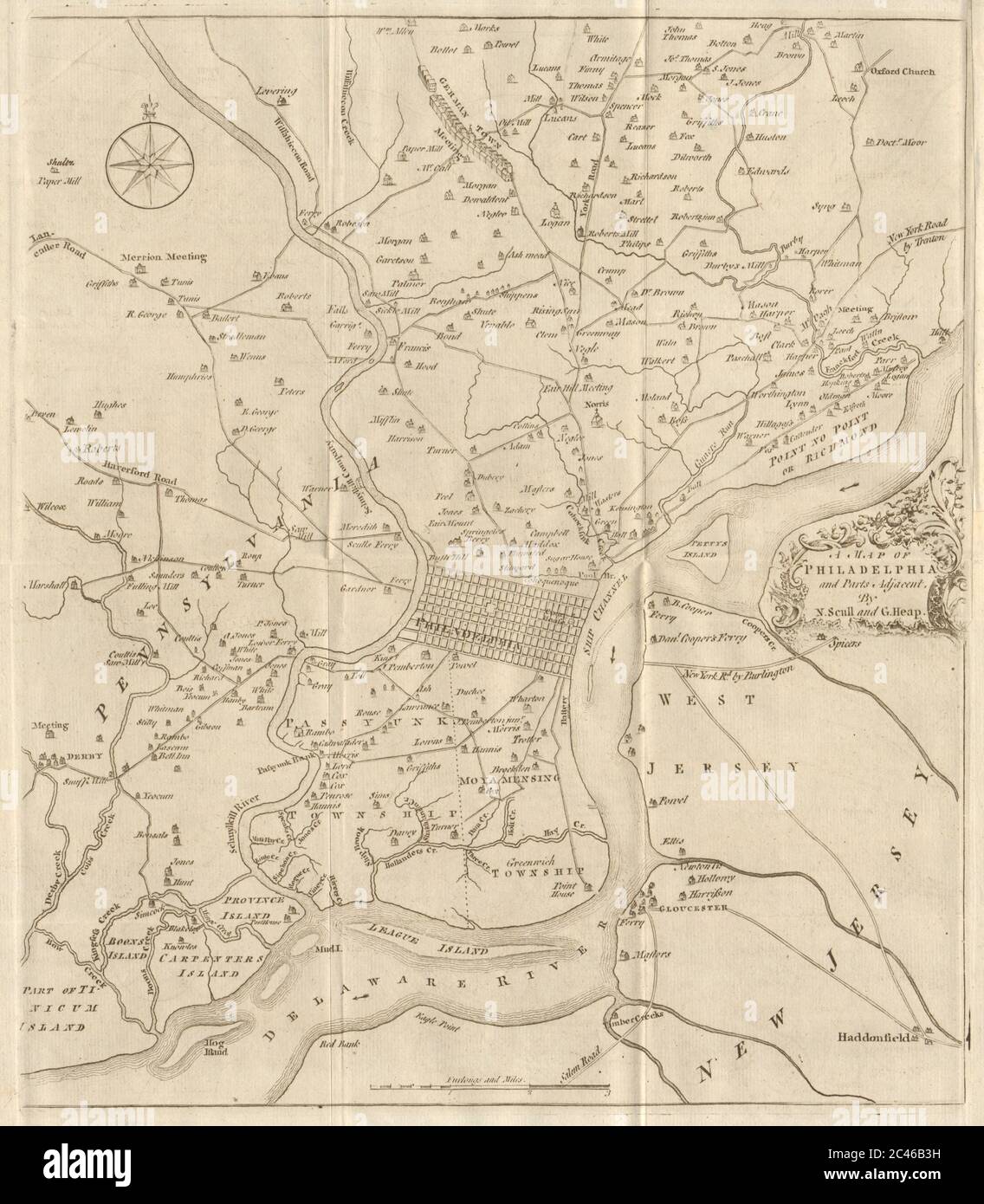 A map of Philadelphia and parts adjacent. Pennsylvania. SCULL & HEAP