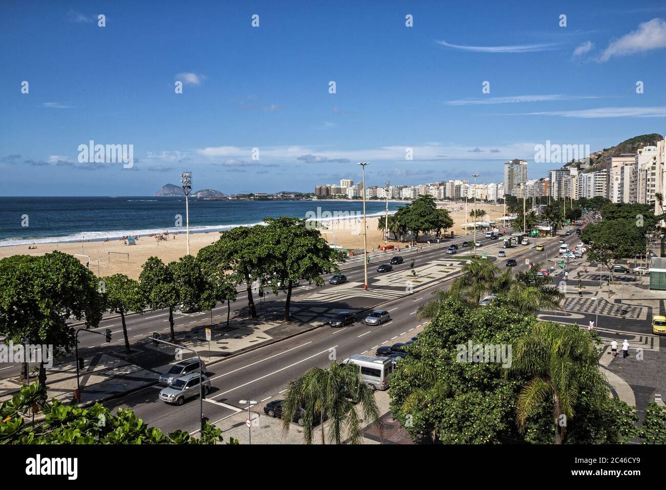 Rio de Janeiro, Brazil - Copacabana Beach waterfront promenade (calcadao) Stock Photo