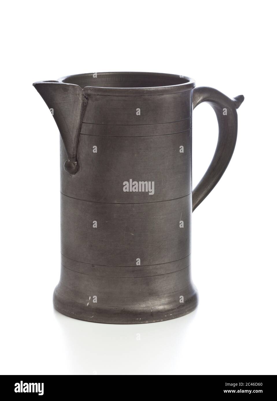 old pewter jug isolated on white background Stock Photo