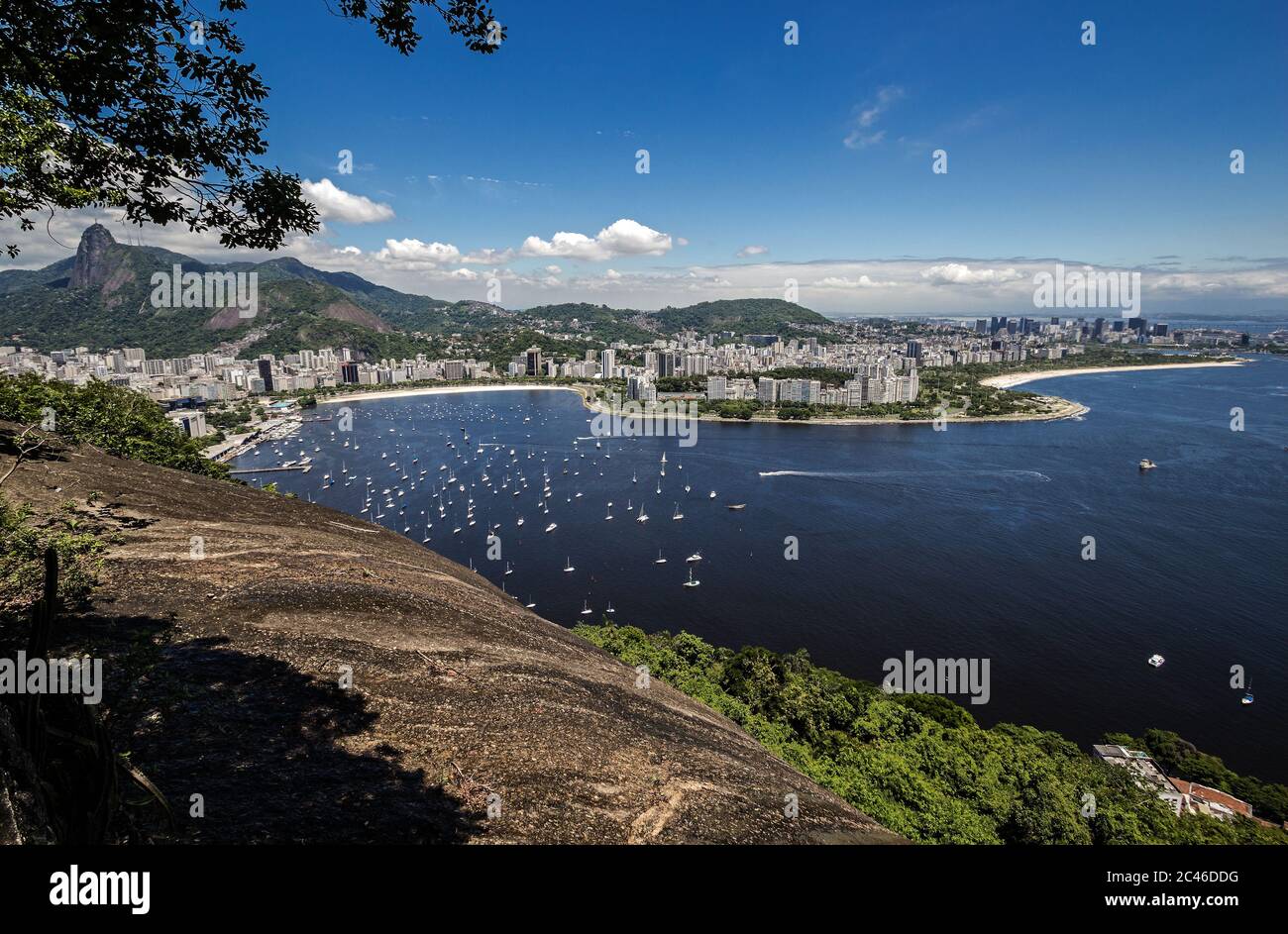 Rio de Janeiro, Brazil - Guanabara Bay, Botafogo Cove and the coastal neighborhoods of Urca, Botafogo and Flamengo Stock Photo