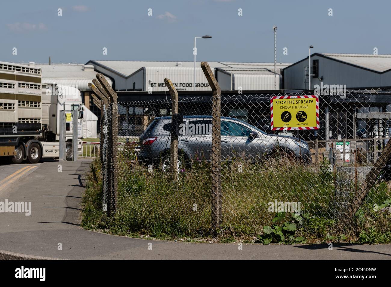 MERTHYR TYDFIL, WALES - 24 JUNE 2020: St Merryn/Kepak LTD meat factory in Merthyr Tydfil is linked to 34 positive coronavirus results as cases continue to spike in meat plants across Wales. Photo Credit: John Smith / Alamy Live News Stock Photo