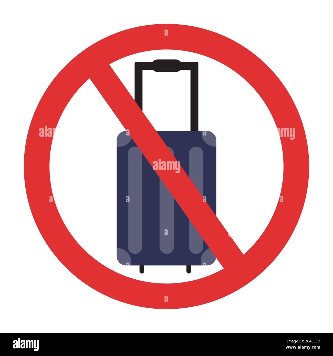 Ban on luggage. Travel ban. Stop travel isolated illustration. Stay home COVID-19 prevention. Stock Vector