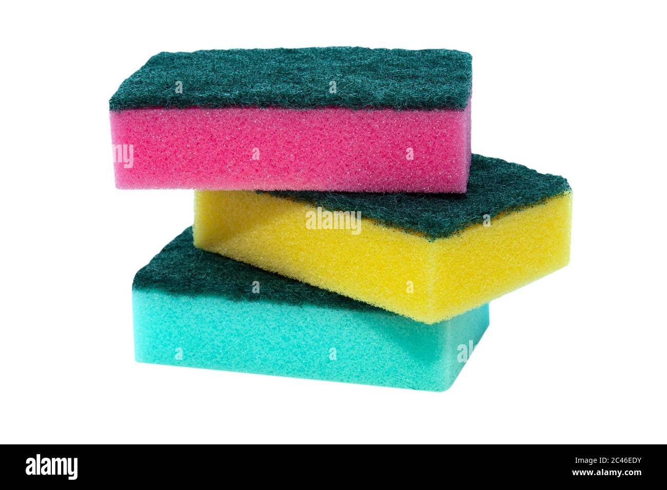 Sponge scouring pads on an isolated white background with a clipping
