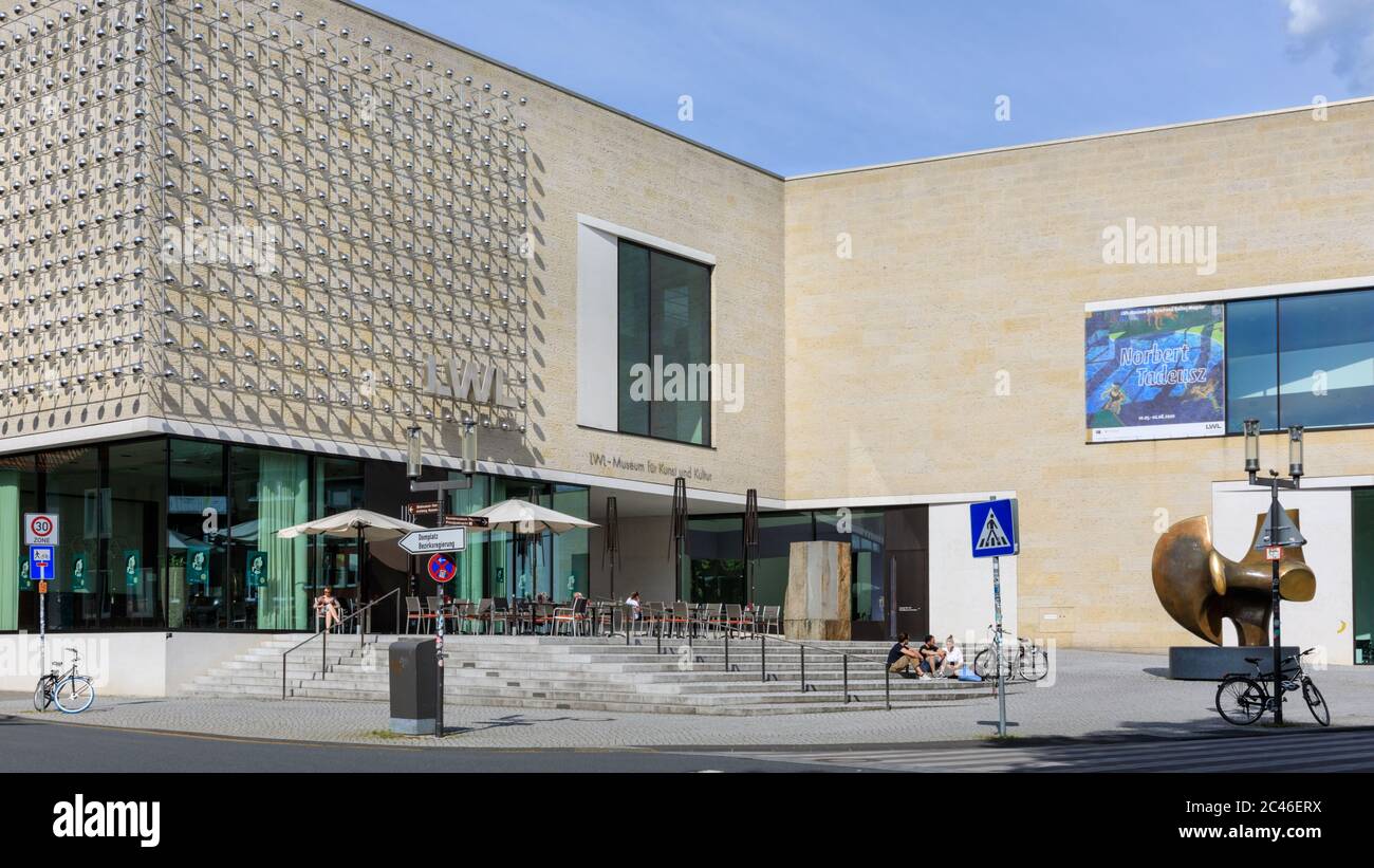 Westphalian State Museum of Art and Cultural History, LWL-Museum für Kunst und Kultur exterior in summer, Münster in Westfalen, Muenster, Germany Stock Photo