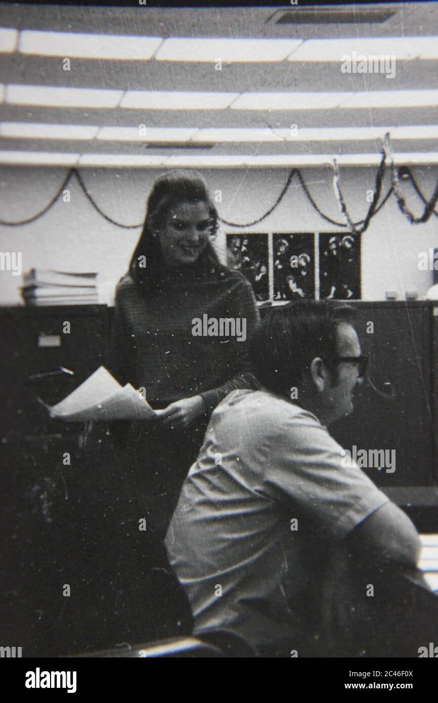 Fine 70s vintage black and white lifestyle photography of office
