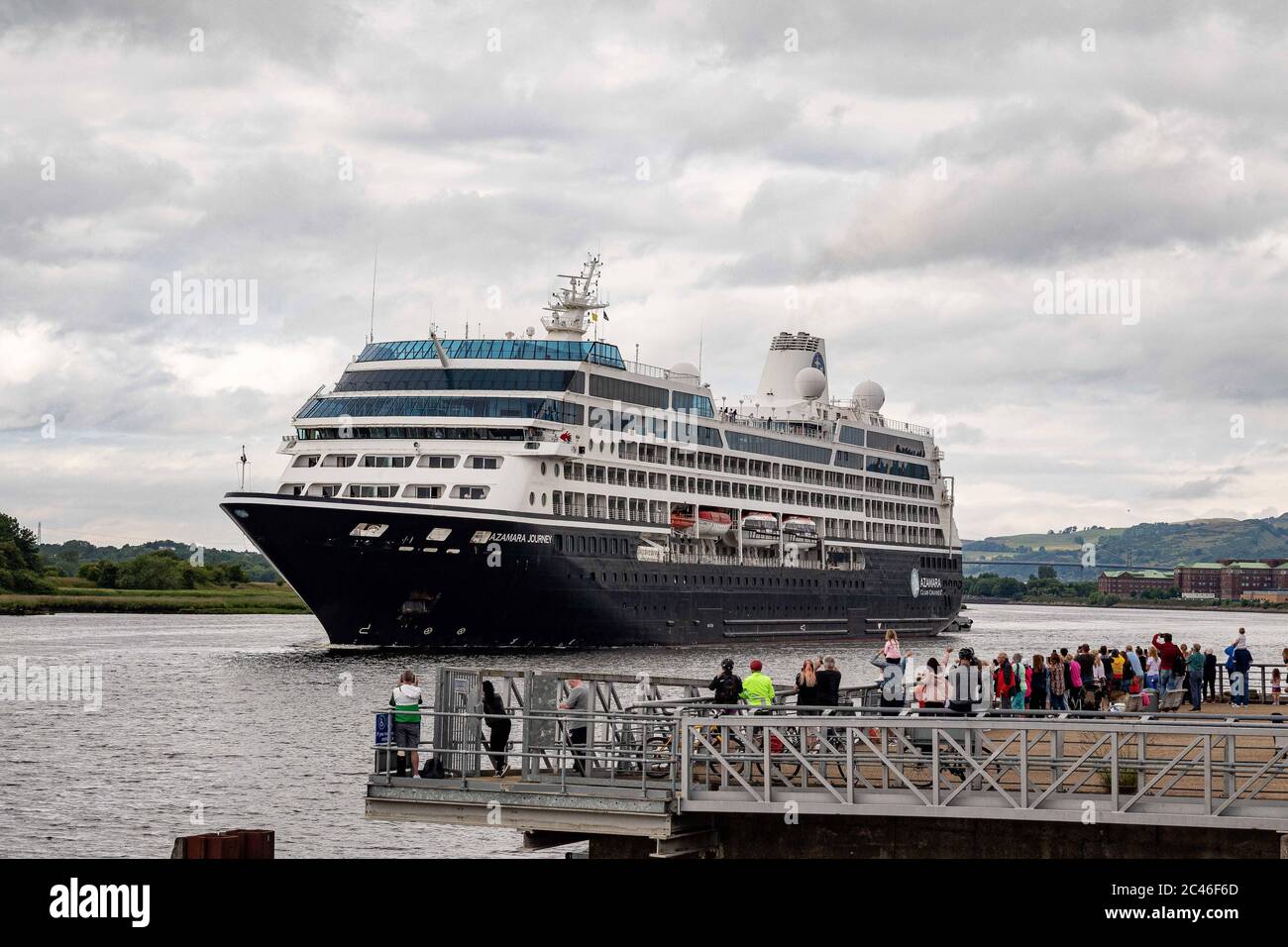 Glasgow, Scotland. 24th June 2020.The Passenger liner The Azamara Journey makes its final trip along the River Clyde before docking in Renfrew, Colin Poultney / Alamy Live News Stock Photo