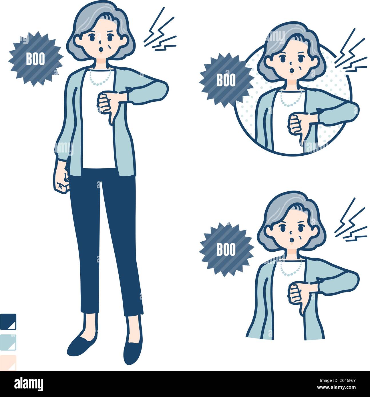 Senior woman in a suit with Booing images. It's vector art so it's easy ...
