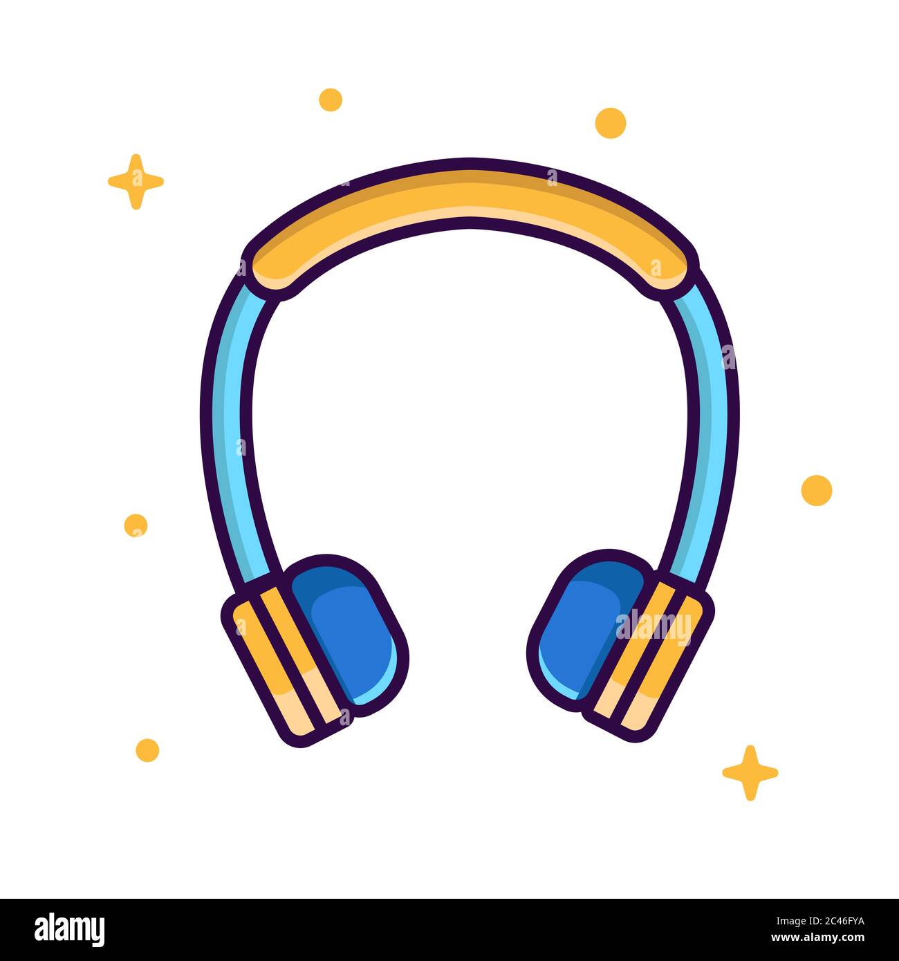 Headphone vector illustration. Flat cartoon style Stock Vector Image