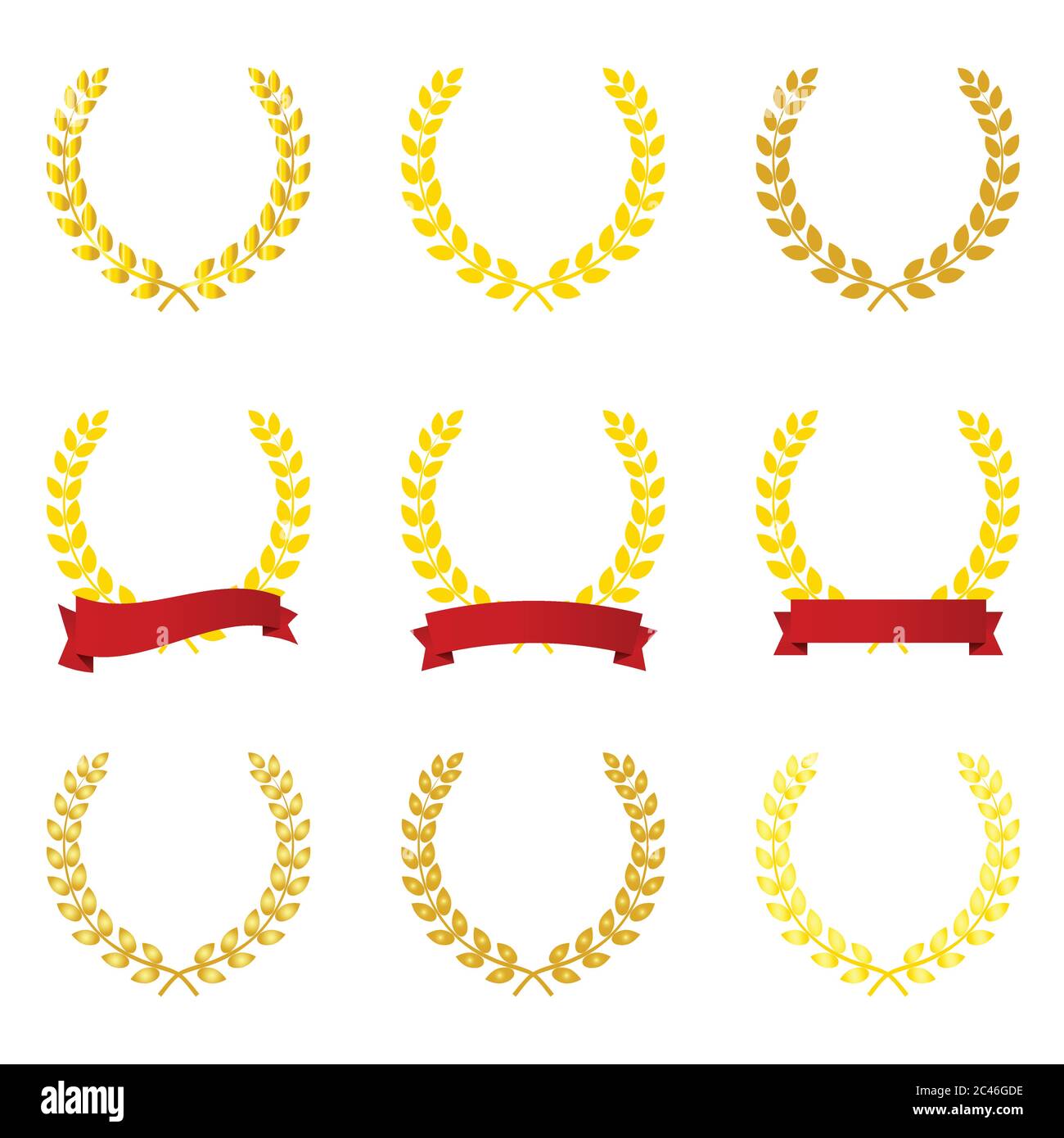 gold laurel wreath with red ribbon vector illustration Stock Vector ...