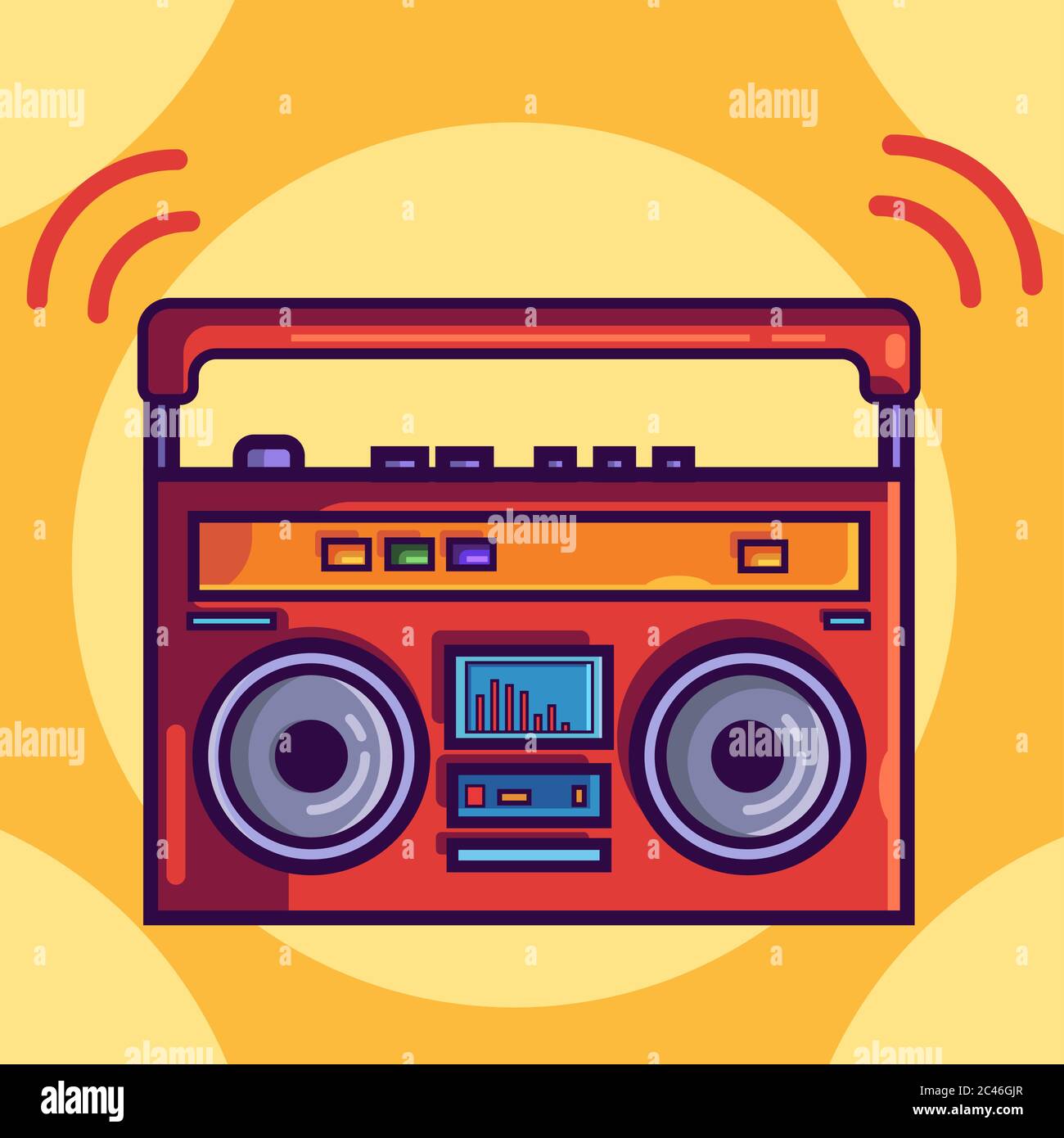 Retro boombox vector illustration. Flat cartoon style Stock Vector Image & Art Alamy