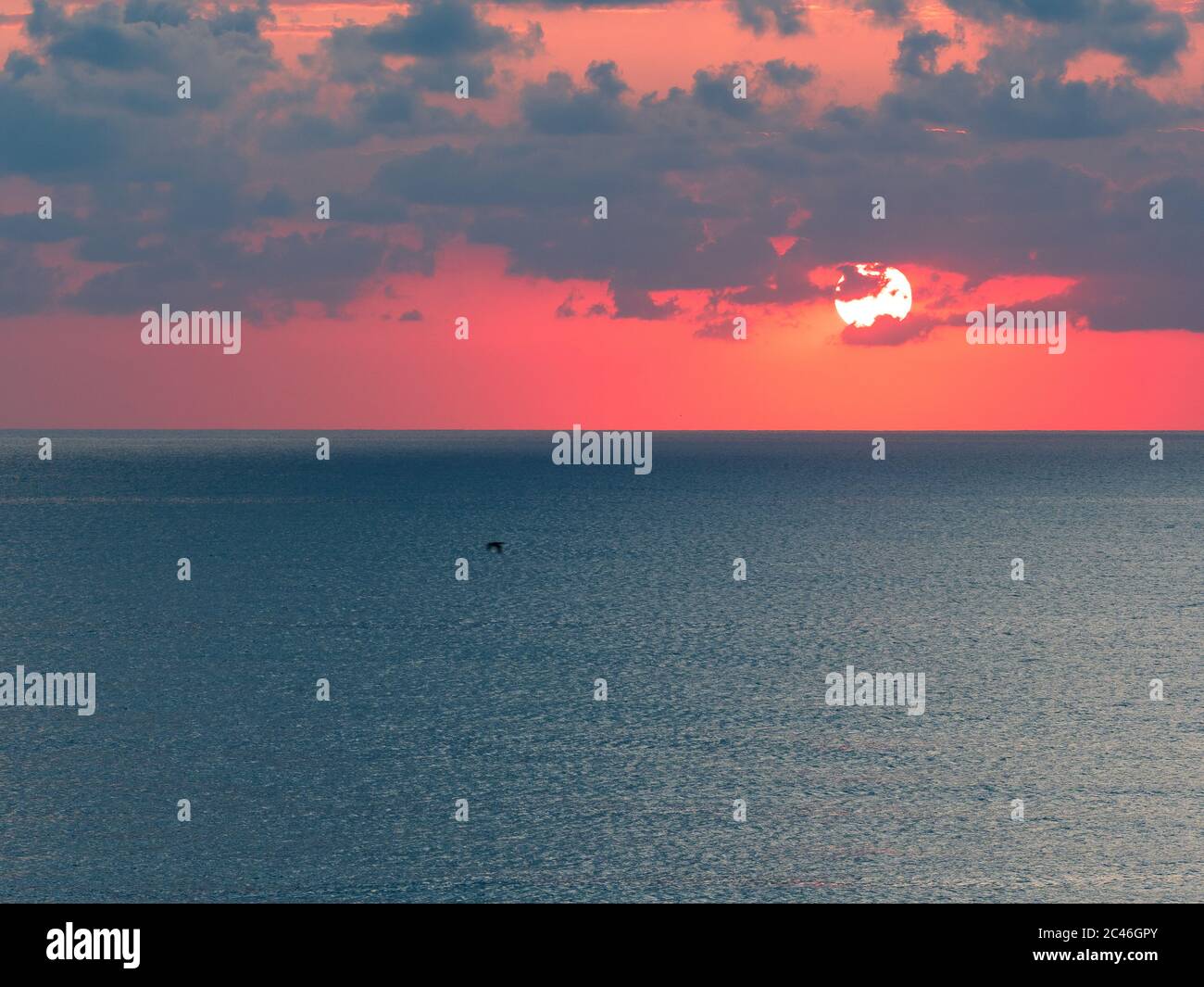 Sunset background looking over Black Sea horizon. Stock Photo