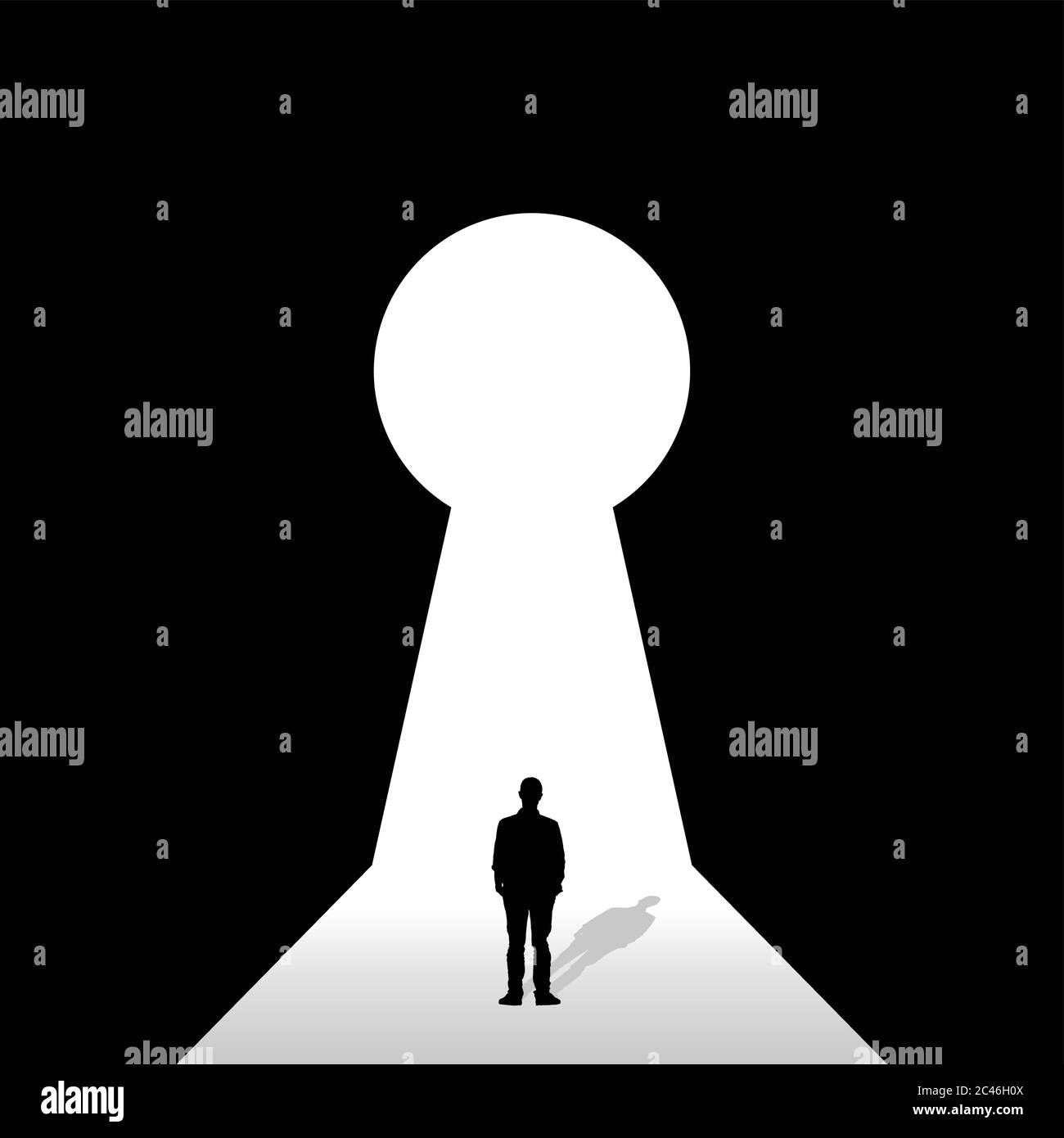 man silhouette front keyhole art illustration Stock Vector Image & Art ...
