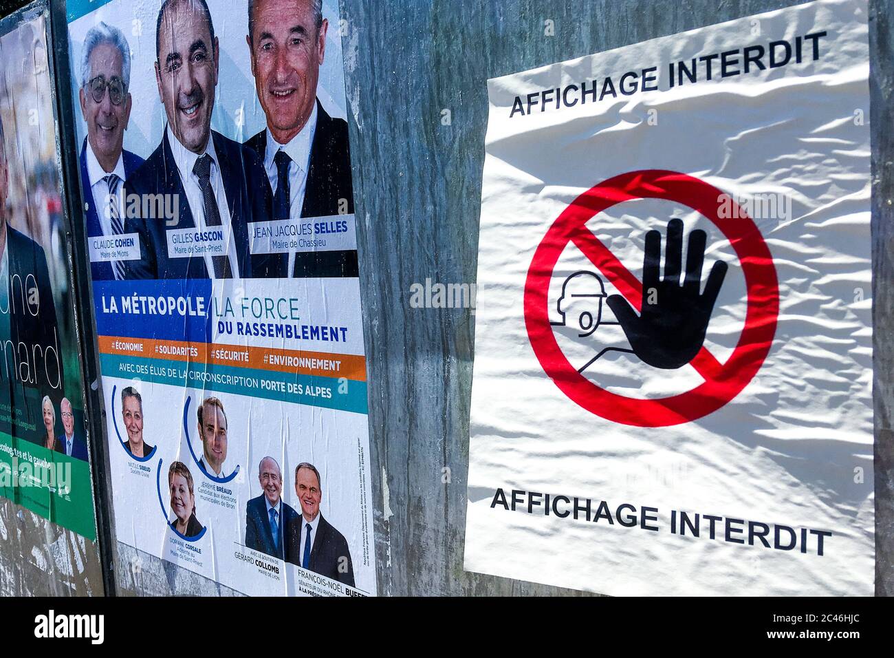 Campaign for Lyons Metropolitan elections, Bron, Eastern suburb of Lyon, France Stock Photo
