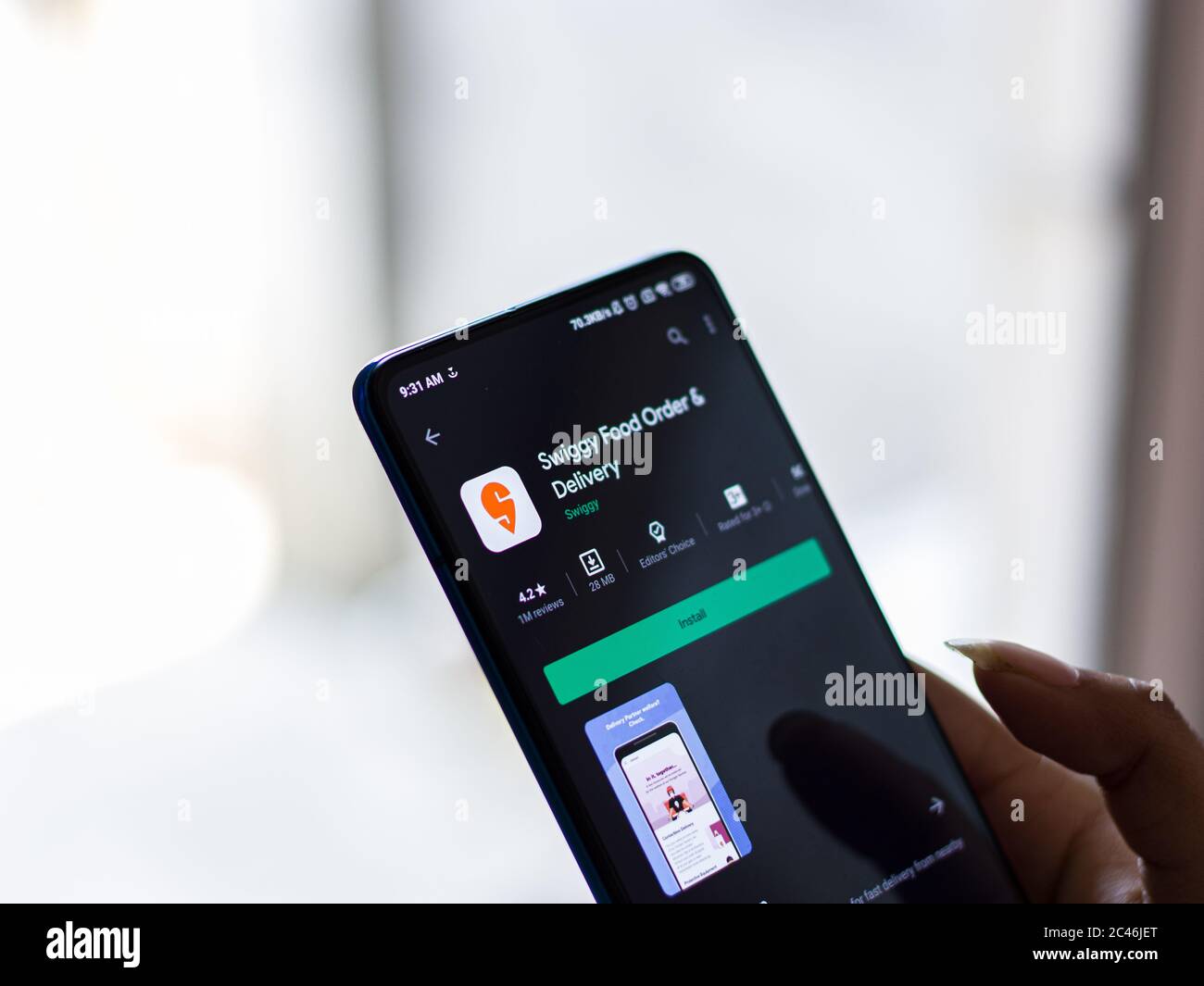 Assam, india - April 20, 2020 : Swiggy food order and delivery. Stock Photo